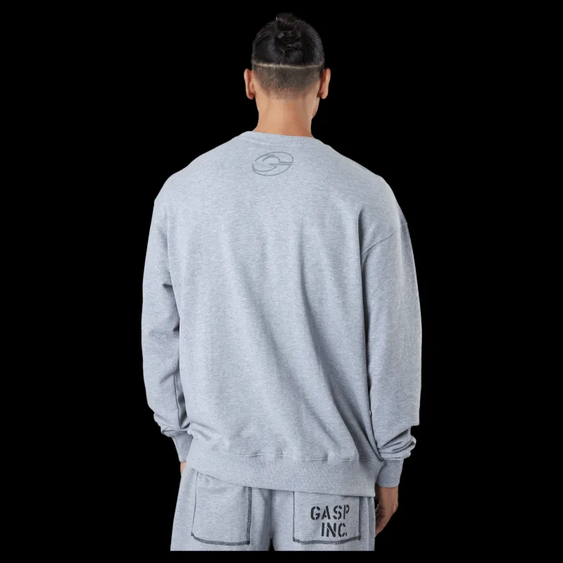 GASP Division Crewneck Grey Melange Grå Clearance