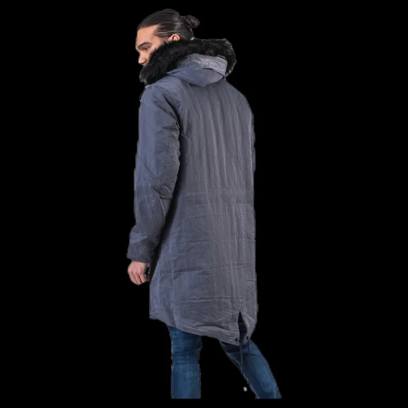 Hot Nike Down Fill Hood Parka Grey Blå