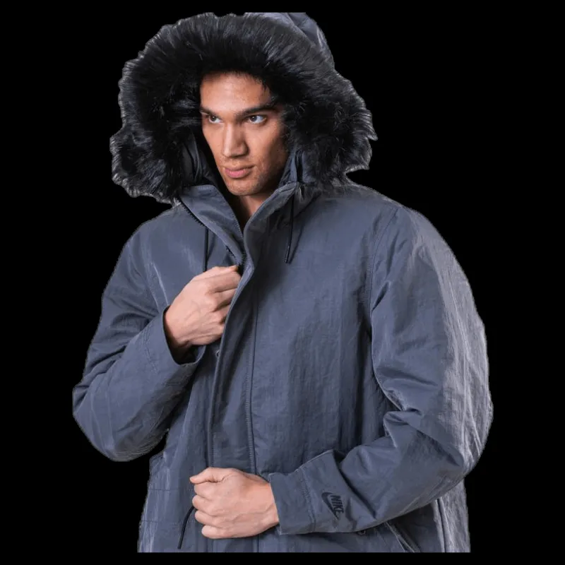 Hot Nike Down Fill Hood Parka Grey Blå