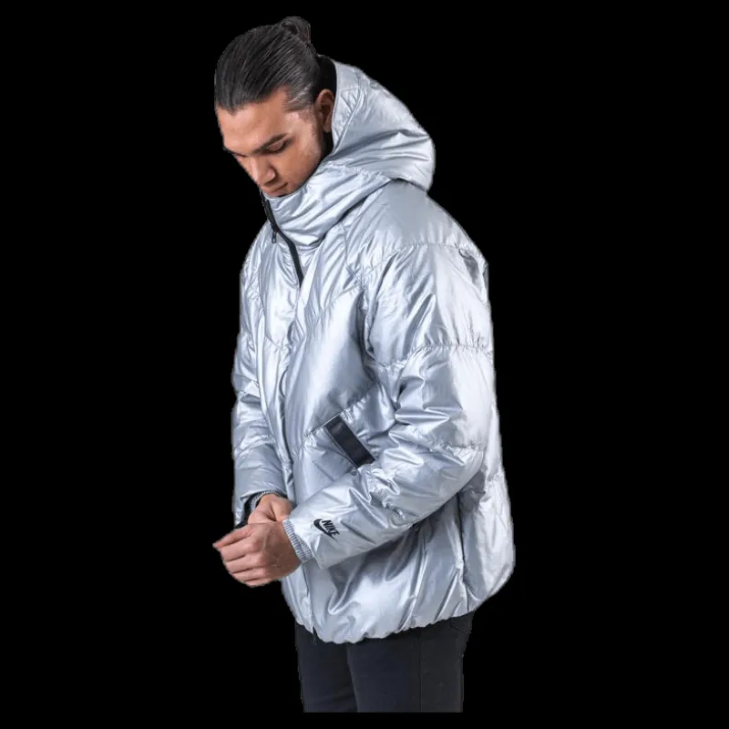 Nike Down Fill Metallic Hood Jacket Silver Blå Outlet