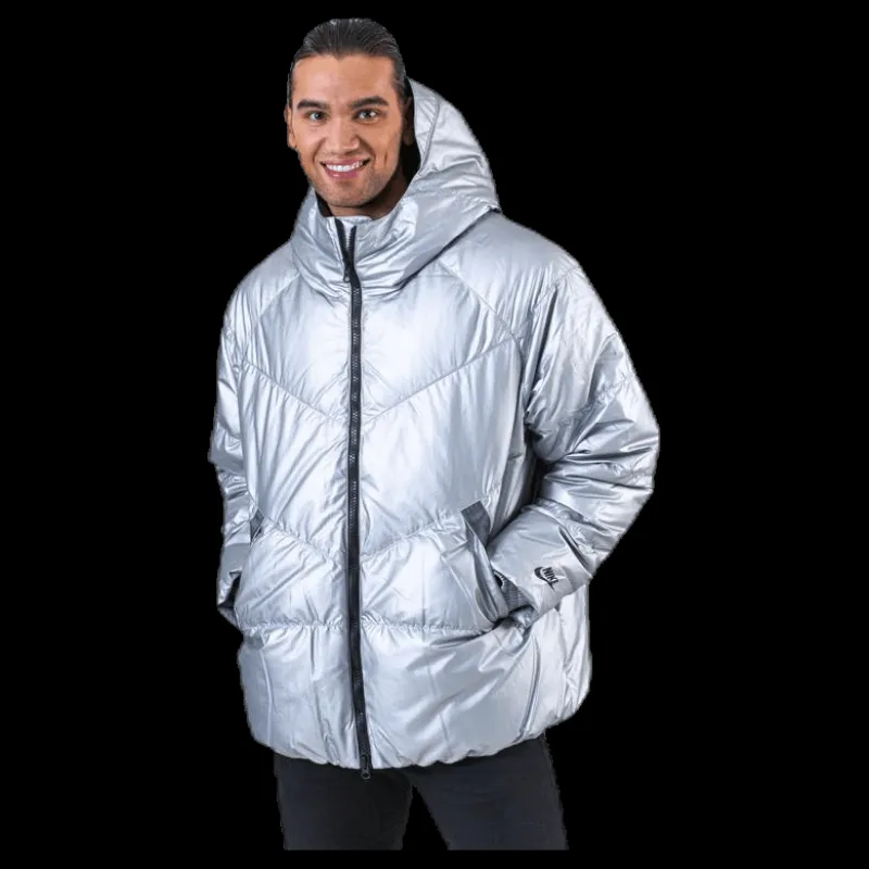 Nike Down Fill Metallic Hood Jacket Silver Blå Outlet