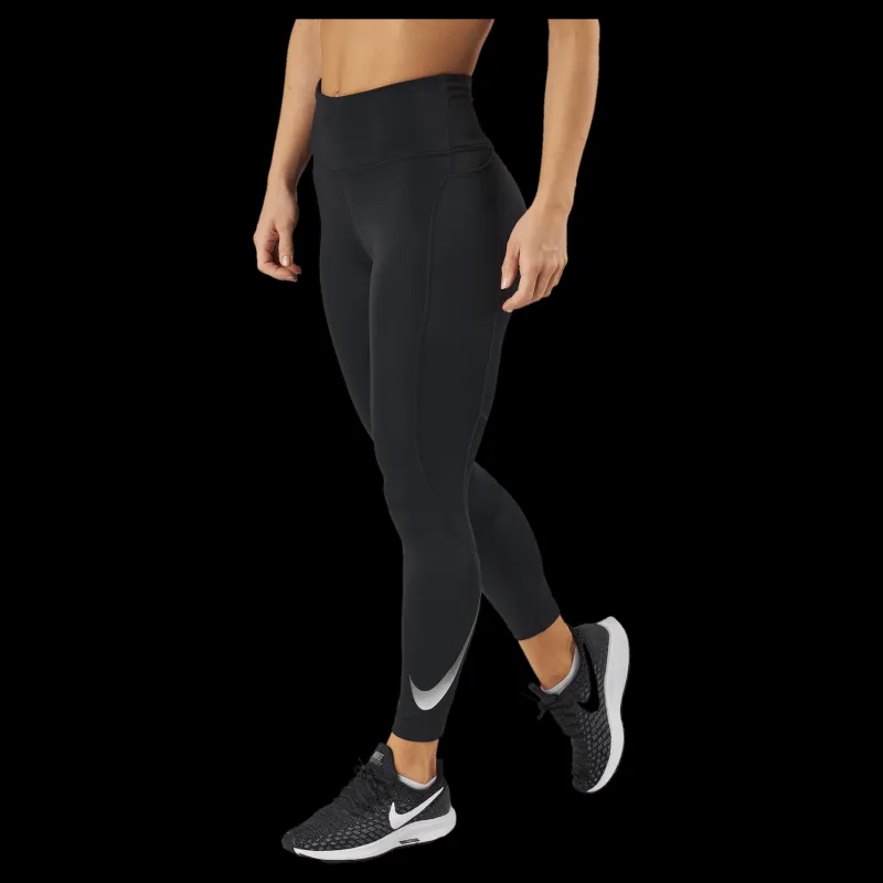 Nike Dri-FIT Fast Women's Mid-Rise 7/8 Leggings BLACK/REFLECTIVE SILV Svart Outlet