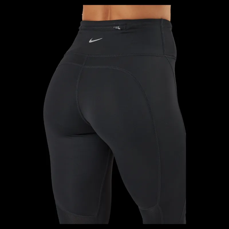 Nike Dri-FIT Fast Women's Mid-Rise 7/8 Leggings BLACK/REFLECTIVE SILV Svart Outlet