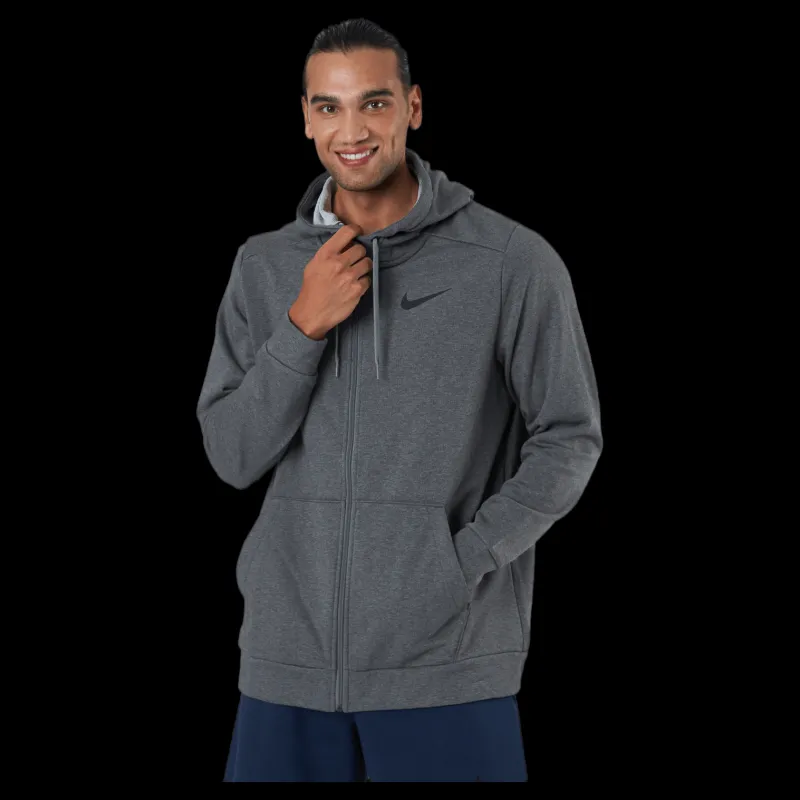 Nike Dri-FIT Men's Full-Zip Training Hoodie CHARCOAL HEATHR/BLACK Grå Best