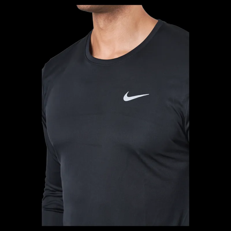 Nike Dri-FIT Miler Men's Long-Sleeve Running Top BLACK/REFLECTIVE SILV Svart Discount