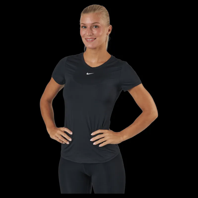 Nike Dri-FIT One Women's Slim Fit Short-Sleeve Top BLACK/WHITE Svart Discount