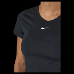 Nike Dri-FIT One Women's Slim Fit Short-Sleeve Top BLACK/WHITE Svart Discount