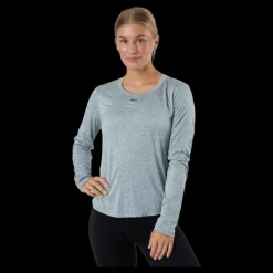 Hot Nike Dri-FIT One Women's Standard Fit Long-Sleeve Top PARTICLE GREY/HTR/BLACK Grå
