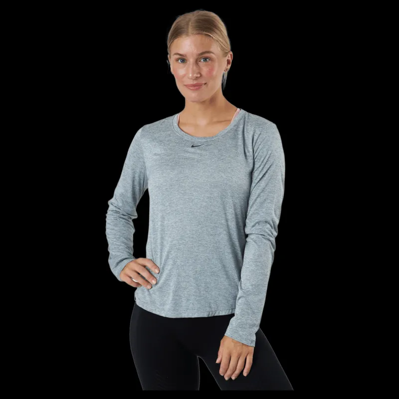 Hot Nike Dri-FIT One Women's Standard Fit Long-Sleeve Top PARTICLE GREY/HTR/BLACK Grå