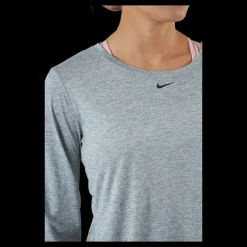 Hot Nike Dri-FIT One Women's Standard Fit Long-Sleeve Top PARTICLE GREY/HTR/BLACK Grå