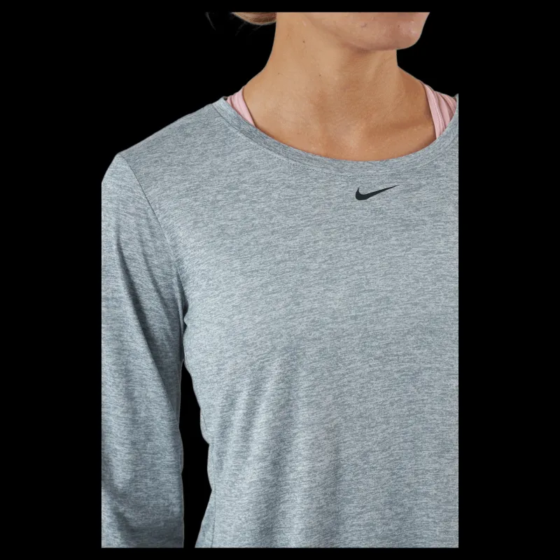 Hot Nike Dri-FIT One Women's Standard Fit Long-Sleeve Top PARTICLE GREY/HTR/BLACK Grå