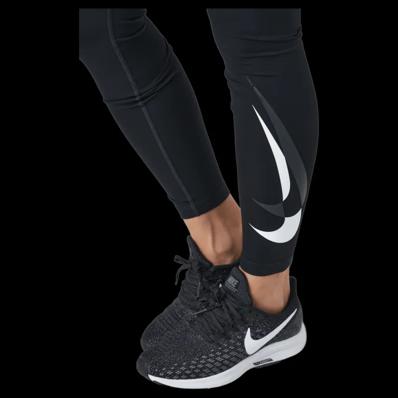 Nike Dri-fit Swoosh Run Women's 7/8 Black/white Svart Outlet