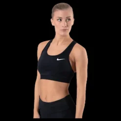 Nike Dri-FIT Swoosh Women's Medium-Support Non-Padded Sports Bra BLACK/BLACK/WHITE Svart Best