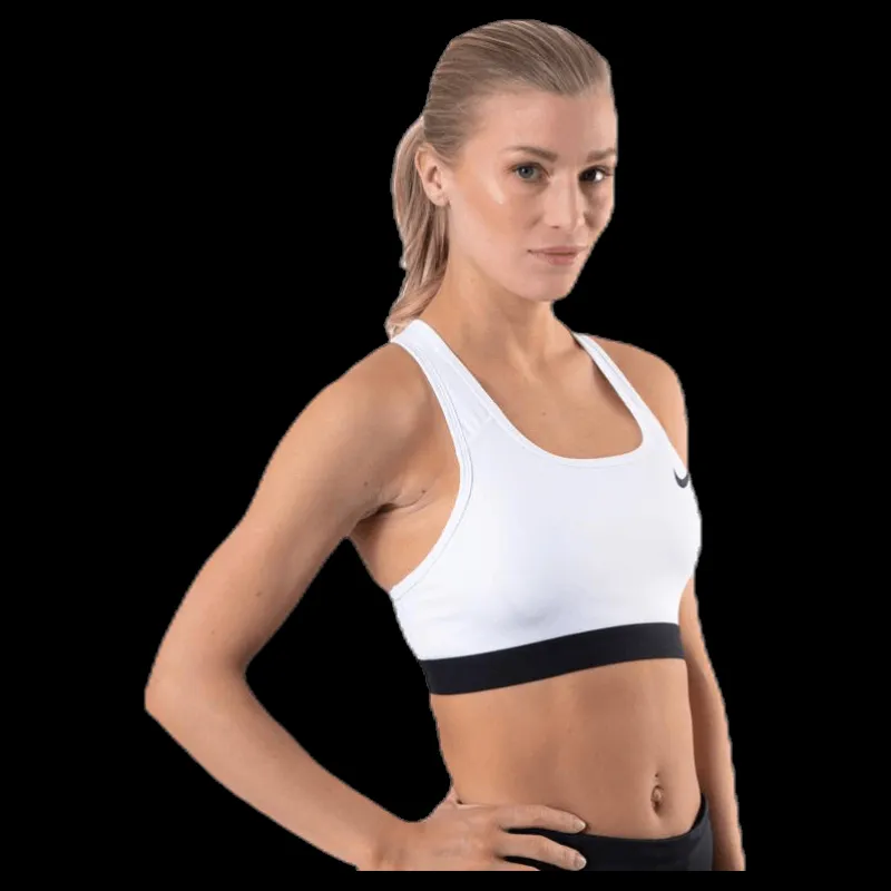 Nike Dri-FIT Swoosh Women's Medium-Support Non-Padded Sports Bra WHITE/BLACK/BLACK Vit Discount