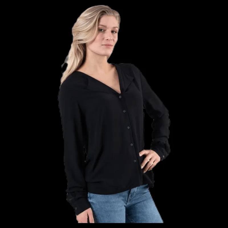 Pieces Ea Ls Shirt Black Svart