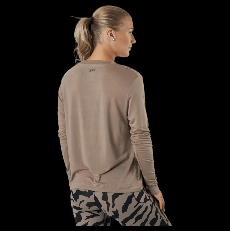 Casall Ease Crew Neck Taupe Grey Beige Clearance