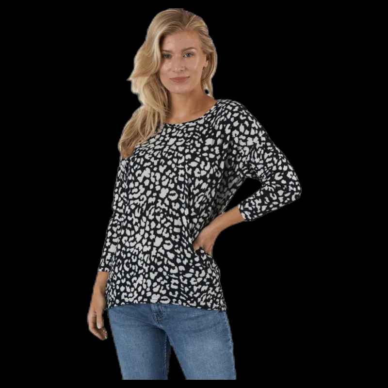 Only Elcos 4/5 Aop Top Jrs Black Svart