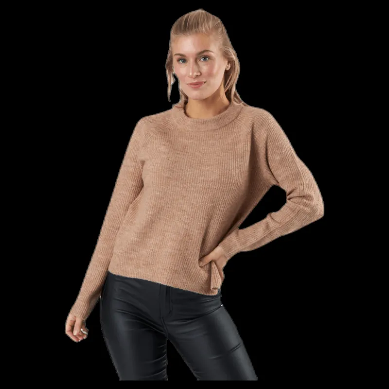 Pieces Ellen Ls O-Neck Knit Beige New