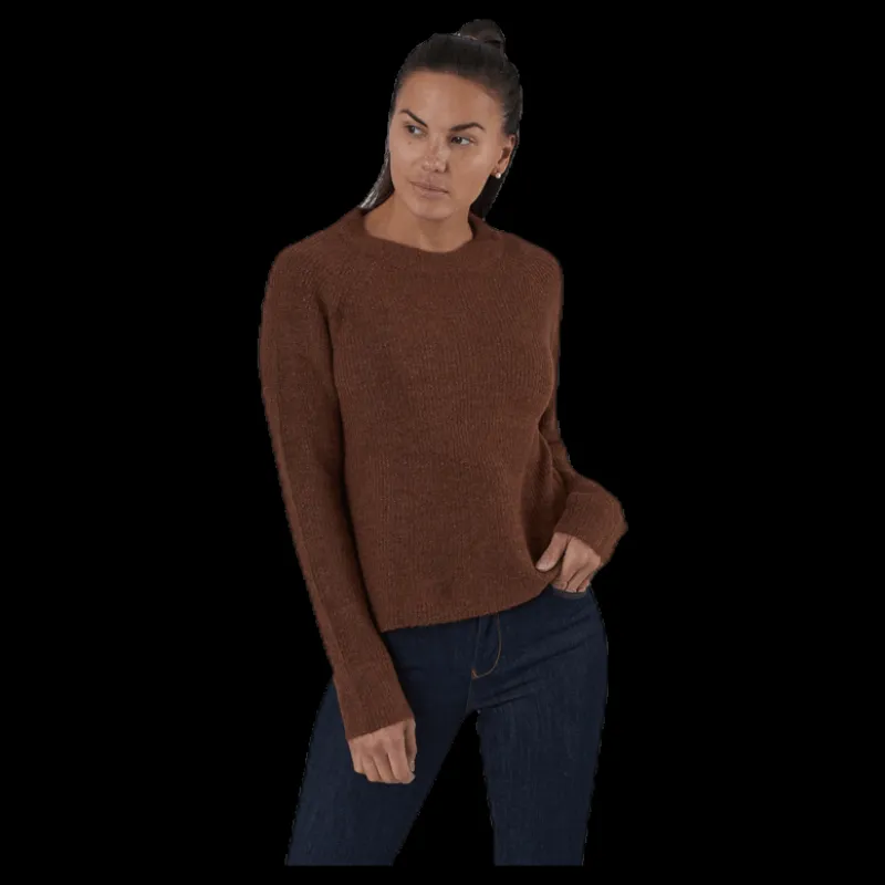 Pieces Ellen Ls O-Neck Knit Brown Brun Discount