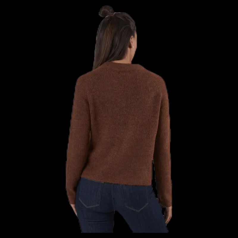Pieces Ellen Ls O-Neck Knit Brown Brun Discount