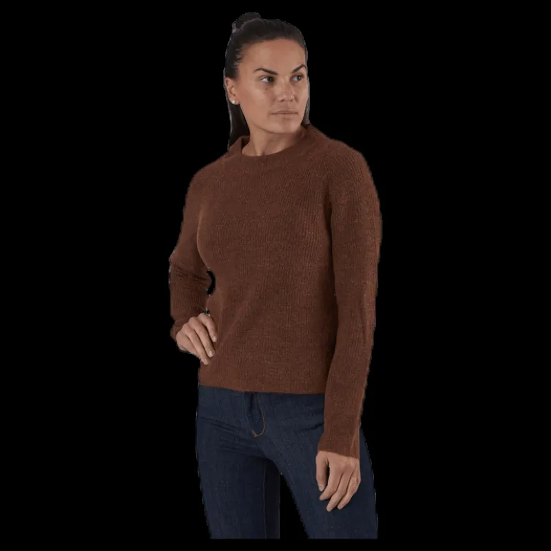 Pieces Ellen Ls O-Neck Knit Brown Brun Discount