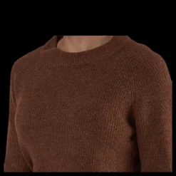 Pieces Ellen Ls O-Neck Knit Brown Brun Discount