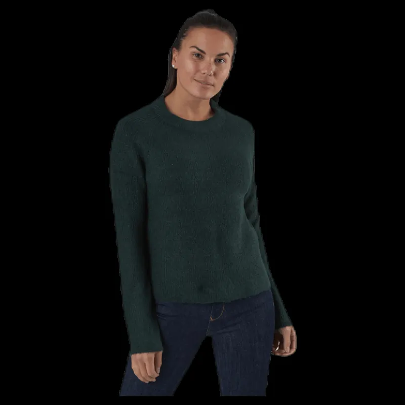Pieces Ellen Ls O-Neck Knit Green Svart