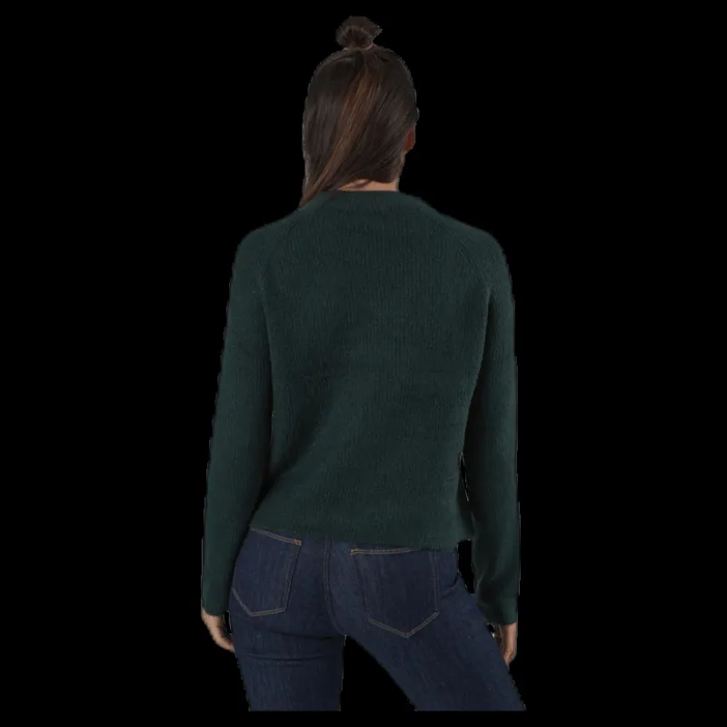 Pieces Ellen Ls O-Neck Knit Green Svart
