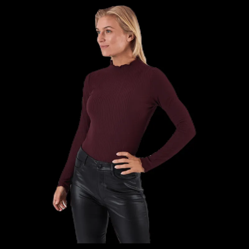 Clearance Only Emma L/S High Neck Top Jrs Brown Brun