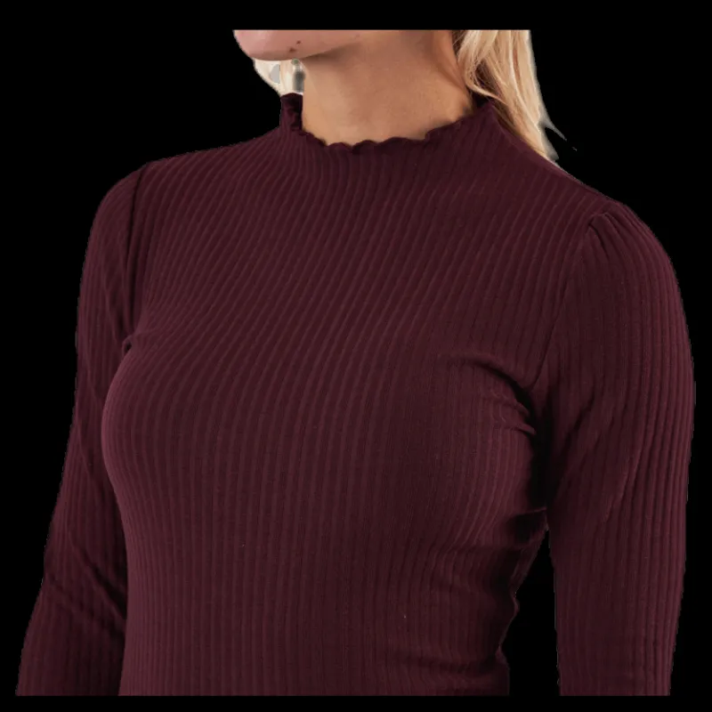 Clearance Only Emma L/S High Neck Top Jrs Brown Brun