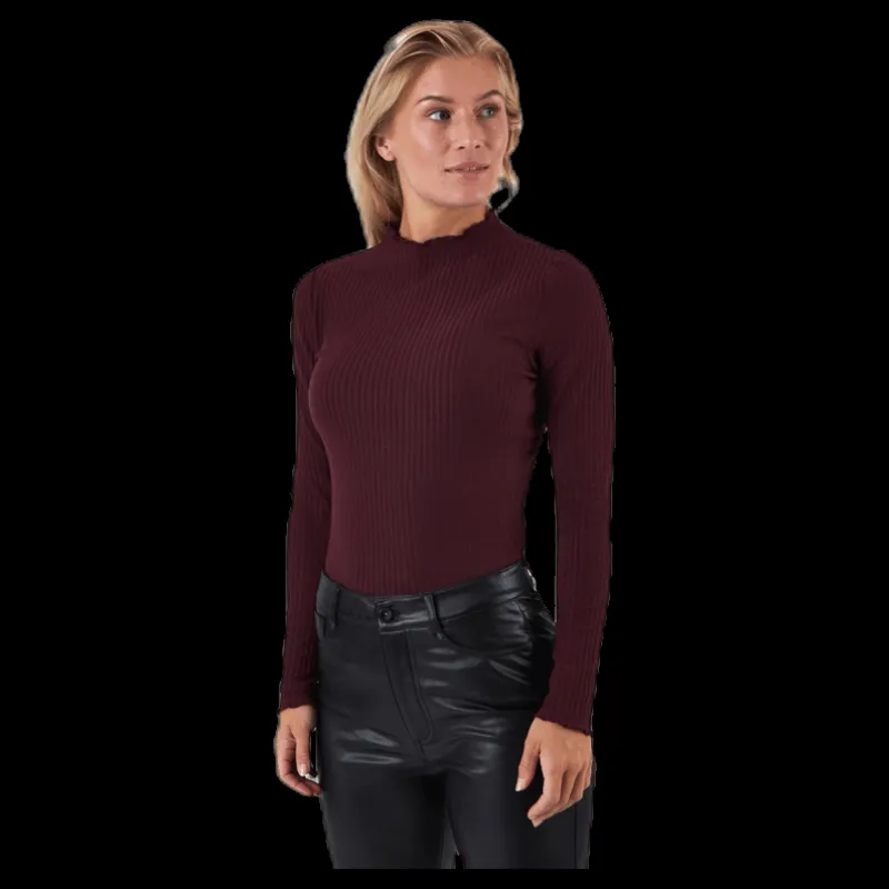 Clearance Only Emma L/S High Neck Top Jrs Brown Brun
