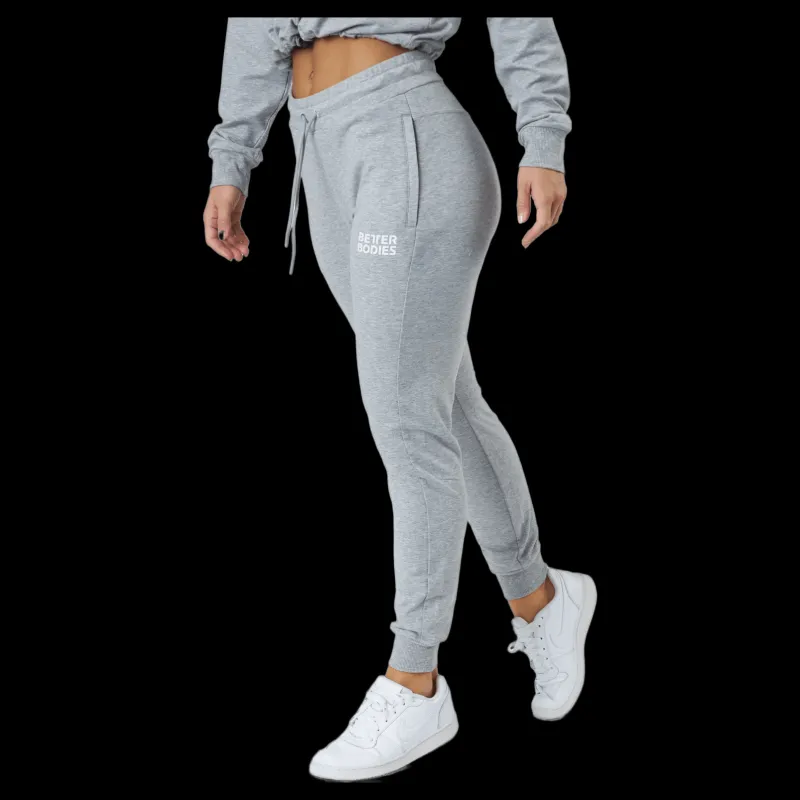 Better Bodies Empire Joggers Light Grey Melange Grå