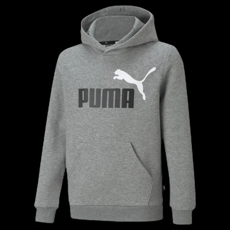 Sale Puma Ess+ 2 Col Big Logo Hoodie Fl Medium Gray Heather Grå