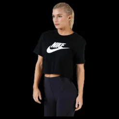 Nike Essential Icon Crop Futura Tee White/Black Svart Hot