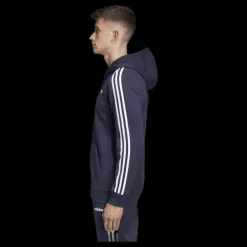 adidas Essentials 3 Stripes Fullzip French Terry Legend Ink / White Blå och Vit Sale