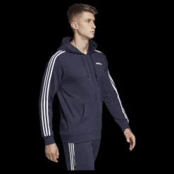 adidas Essentials 3 Stripes Fullzip French Terry Legend Ink / White Blå och Vit Sale