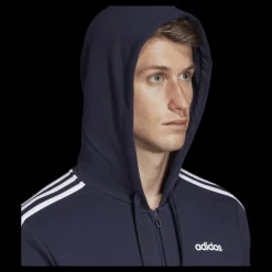 adidas Essentials 3 Stripes Fullzip French Terry Legend Ink / White Blå och Vit Sale