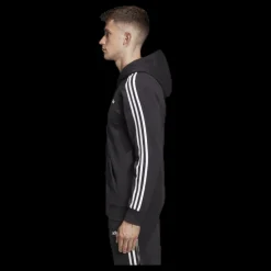 Outlet adidas Essentials 3 Stripes Fullzip French Terry Black / White Svart