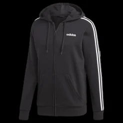 Outlet adidas Essentials 3 Stripes Fullzip French Terry Black / White Svart