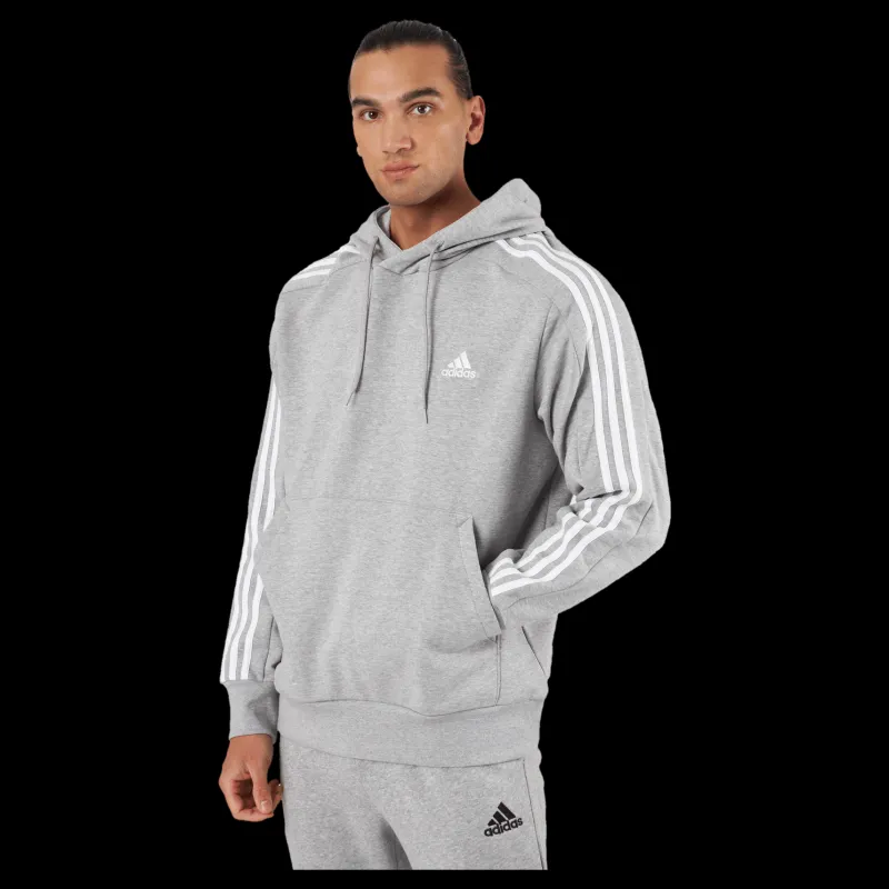 adidas Essentials French Terry 3-Stripes Hoodie Medium Grey Heather Grå Best