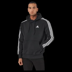 Discount adidas Essentials French Terry 3-Stripes Hoodie Black Svart