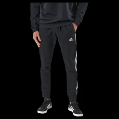adidas Essentials French Terry Tapered Cuff 3-Stripes Joggers Black Svart New