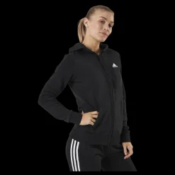 adidas Essentials Full-Zip Hoodie Black / White Svart Hot