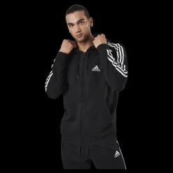 Sale adidas Essentials Full-Zip Hoodie Black / White Svart