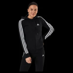 Outlet adidas Essentials Full-Zip Hoodie Black / White Svart