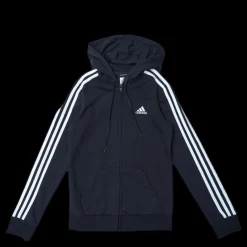 Outlet adidas Essentials Full-Zip Hoodie Black / White Svart