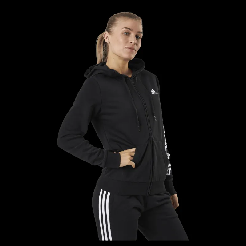 adidas Essentials Full-Zip Hoodie Black / White Svart New