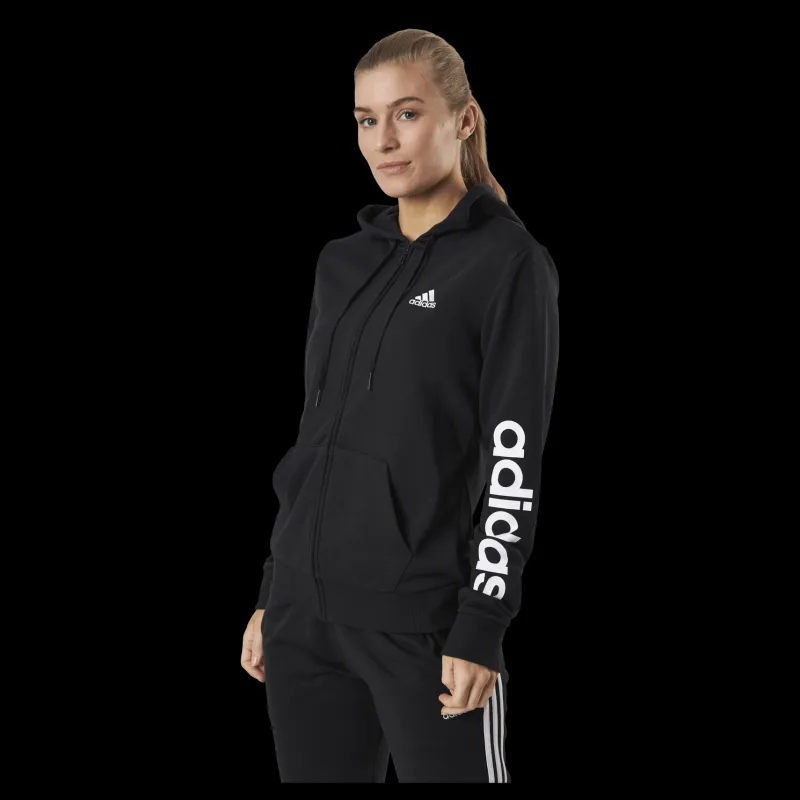 adidas Essentials Full-Zip Hoodie Black / White Svart New