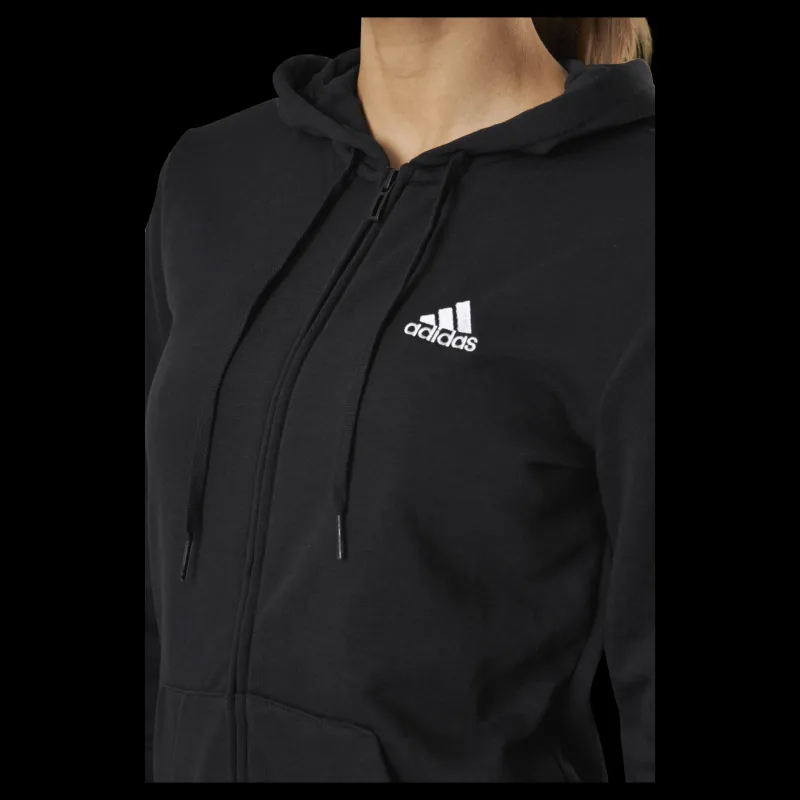 adidas Essentials Full-Zip Hoodie Black / White Svart New