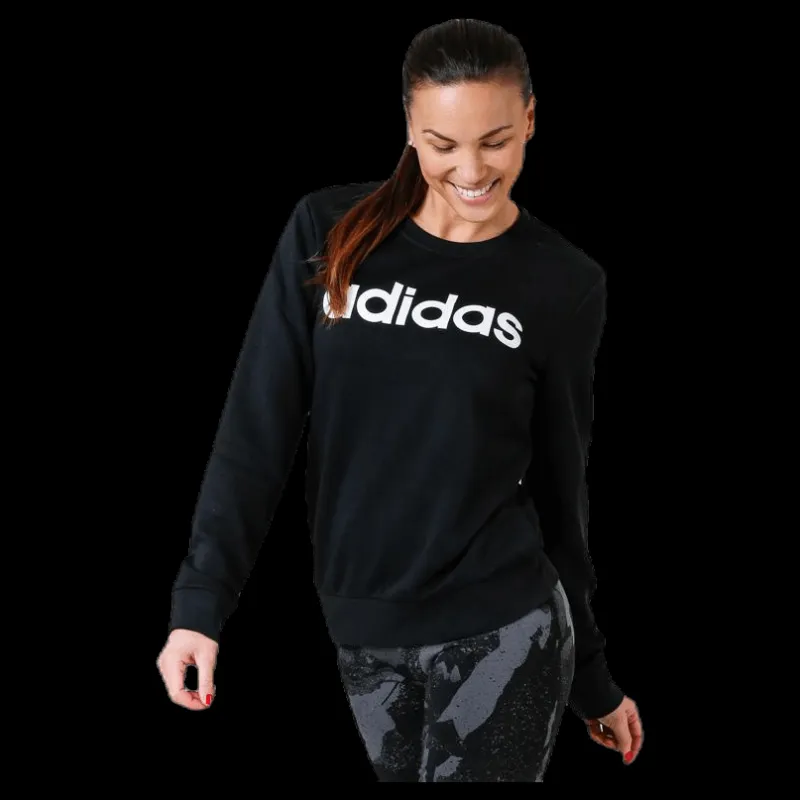 adidas Essentials Linear Crewneck Black / White Svart Clearance